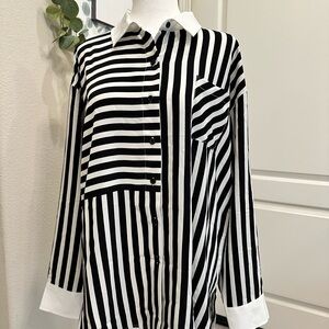 Karl Lagerfeld Stripes Blouse, Black and White, Large